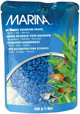 Marina Blue Aquarium Gravel – 1 lb. Epoxy-Coated Decorative Substrate for Fish Tanks