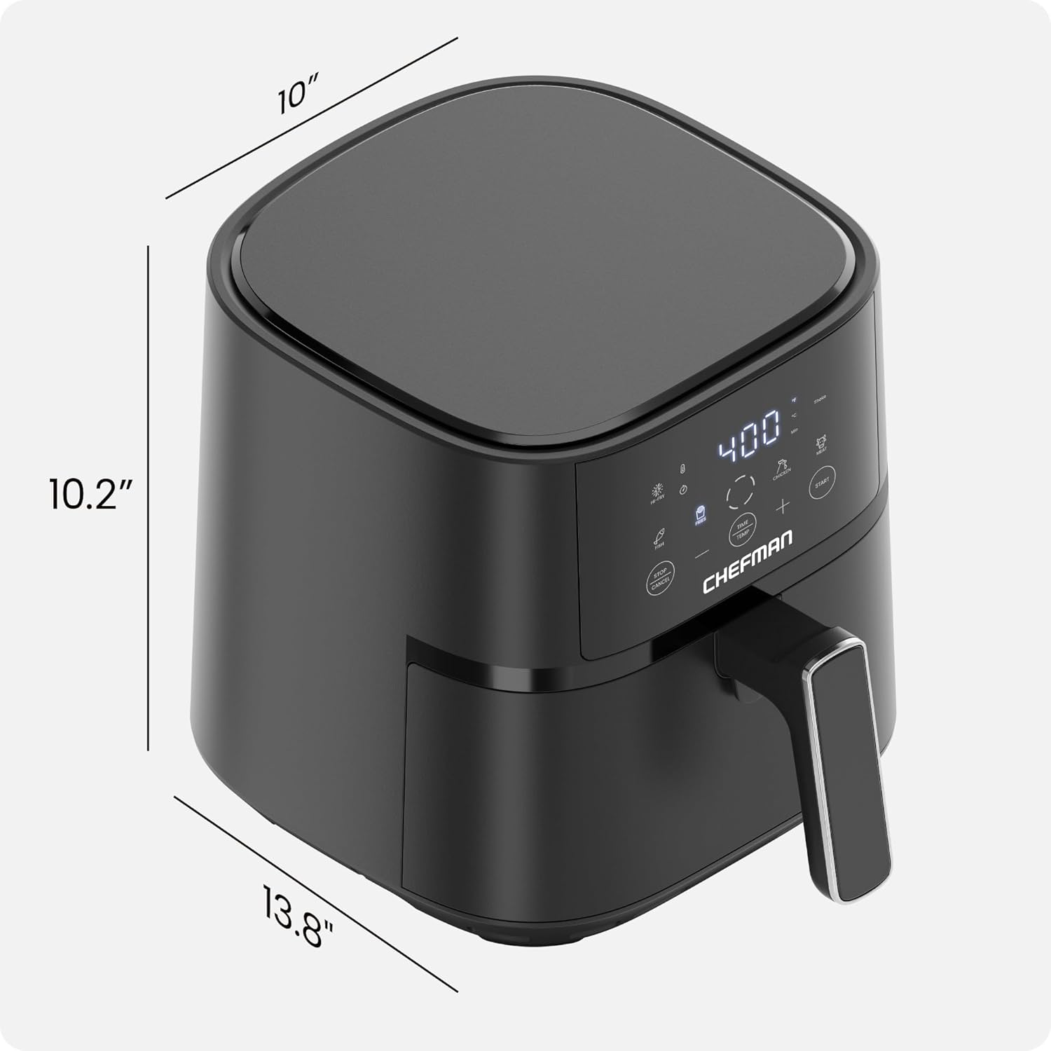 Chefman 4 Quart Digital Air Fryer: Compact Hi-Fry Black Touchscreen Cooker with Nonstick Dishwasher Safe Basket