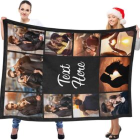 Custom Photo Blanket Throw - Personalized Soft Flannel Fleece with Text & Pictures - Custom Gift for Mom, Dad, Couples, Weddings & Holidays