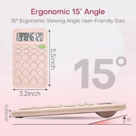 Cute Pink Calculator – 8-Digit LCD Display, Dual Power, Sensitive Silicone Buttons for Office, School & Home (Basic 4-Function)