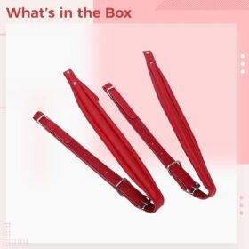 Accordian Straps (2-Pack) – Premium Padded PU Leather Adjustable Shoulder Harness with Metal Buckles – Fits 16 to 120 Bass Instruments (Red)