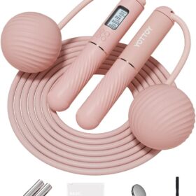 YOTTOY 2-in-1 Weighted Jump Rope for Adults & Cordless Digital Fitness Rope with LCD Counter & Removable Weights