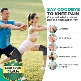 Modvel Premium Compression Knee Sleeves – 2 Pack Knee Support for Men & Women – Relieve Pain from Arthritis, Meniscus Tear, ACL & Running – Breathable Sports Braces for Workout & Joint Recovery