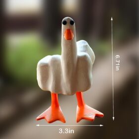Cheeky Middle Finger Duck Garden Statue - Funny Resin Desktop Sculpture & Humorous Office Decor Gift