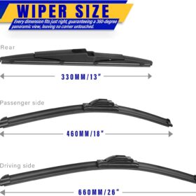 Front Windshield Wipers for Kia Sedona 2015-2021 & Telluride 2020-2025 (26"+18"+13" Set) - OEM Grade All-Weather Replacement Blades