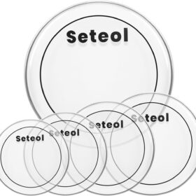 Seteol 5-Piece Clear PET Drum Head Set – Complete 10", 12", 14", 16", 22" Standard Replacement Kit for Rock & Metal Drums