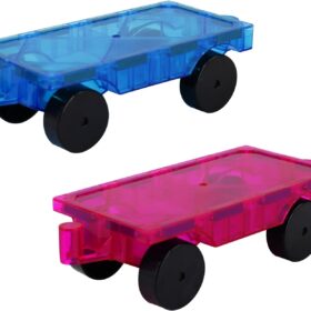 Neoformers Magnetic Tiles Car Truck Set – 2 PC Vehicle Expansion with Strong Magnets & Reinforced Hitch – STEM Educational Construction Toy for Boys & Girls Ages 3+ (Blue & Purple)