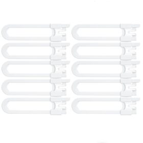 Vmaisi Baby Sliding Cabinet Locks (10 Pack) – Adjustable U-Shaped Child Safety Latches for Knobs, Handles & Drawers – No Drill, Tool-Free Installation