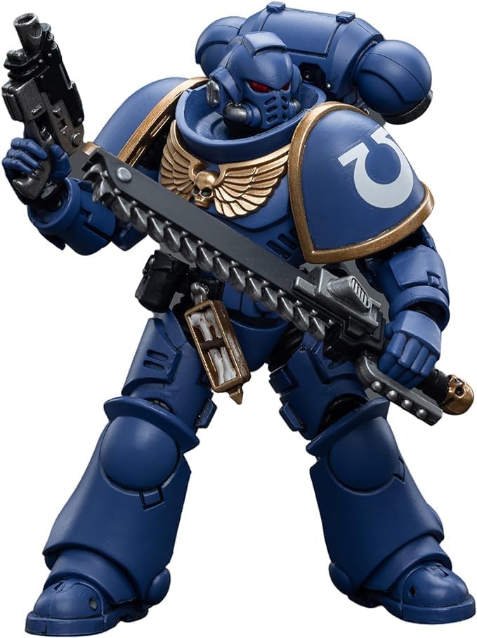 JOYTOY Warhammer 40K Ultramarines Intercessor 1/18 Scale Action Figure - 4-Inch Collectible Model with Accessories