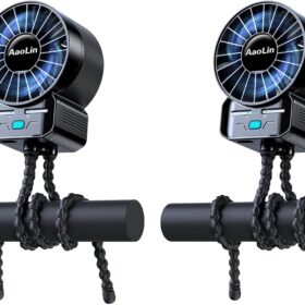 2-Pack Portable Stroller Fans with Flexible Tripod – 4-Speed USB Rechargeable Baby Fans for Crib, Car Seat, and Travel (6600rpm, Quiet, Safe Touch Cover)