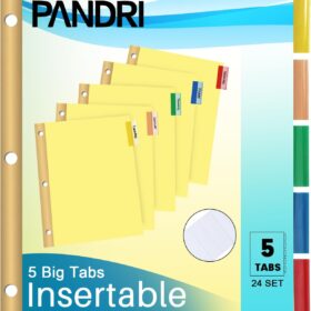 PANDRI 120 Pack Binder Dividers, 5-Tab Letter Size Index Dividers with Multicolor Reinforced Tabs, Heavy Duty Binder Organizers for School, Office, and Business Supplies