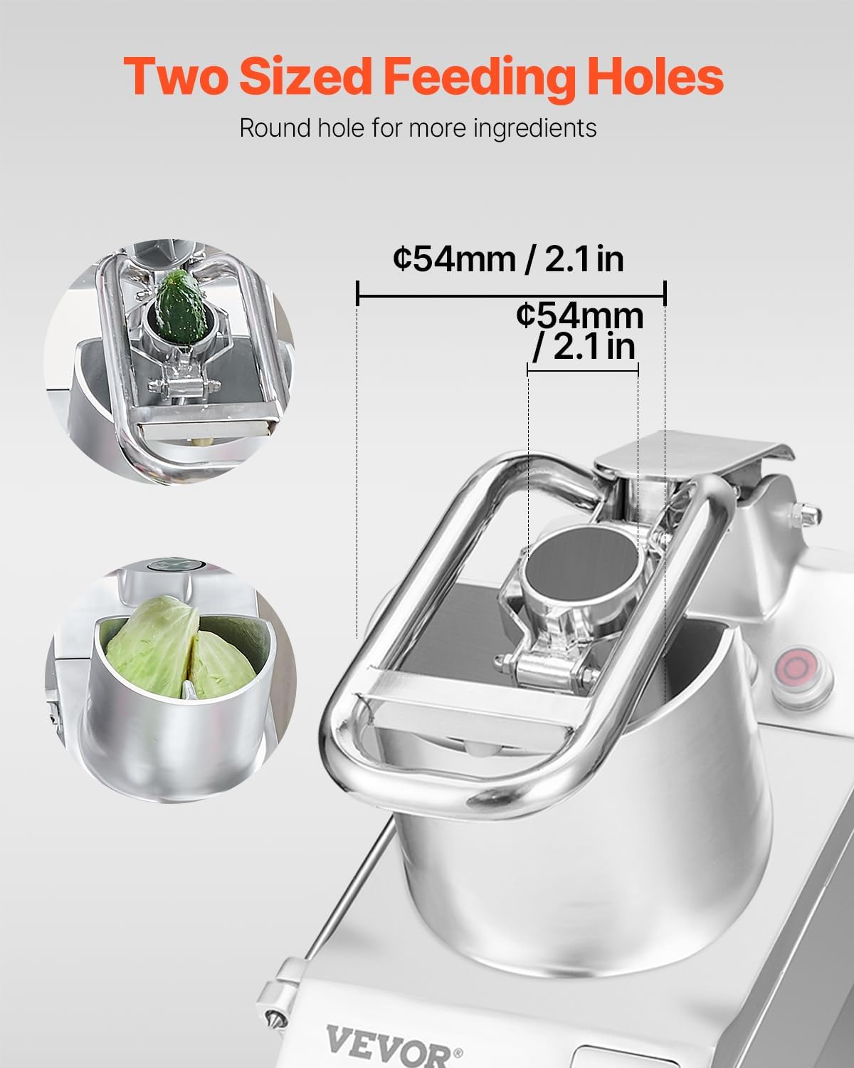 VEVOR Commercial Food Processor with Dual Feed Chutes – 750W Electric Vegetable Chopper & Slicer with 6 Stainless Steel Blades and 4mm/2mm Shredding Discs