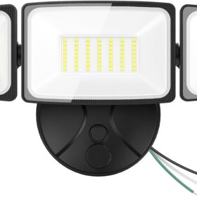 Onforu 75W LED Flood Light Outdoor - 7000LM Triple Head Security Wall Light, IP65 Waterproof Hardwired Exterior Fixture for Garage, Yard, and Entryways (Cool White 6500K, No Motion Sensor)