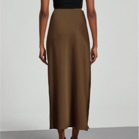 SOLY HUX Women's High Waisted Satin Fishtail Skirt - Elegant Vintage Midi Pencil Skirt for Office & Work