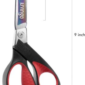 LIVINGO 9-Inch Heavy Duty Industrial Scissors – Titanium Coated Stainless Steel Shears for Cutting Fabric, Leather, Carpet, and Crafting