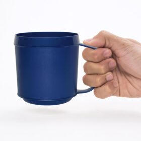 Rehabilitation Advantage Insulated Handle Mug – 8 oz Easy Grip Drinking Cup for Arthritis, Hand Weakness, and Elderly Care – Dishwasher Safe Polypropylene (Blue)