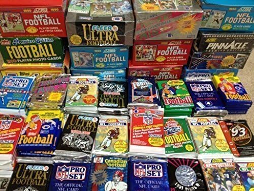 Vintage NFL Football Cards Wax Packs - 100 Cards Assortment from the 80s & 90s
