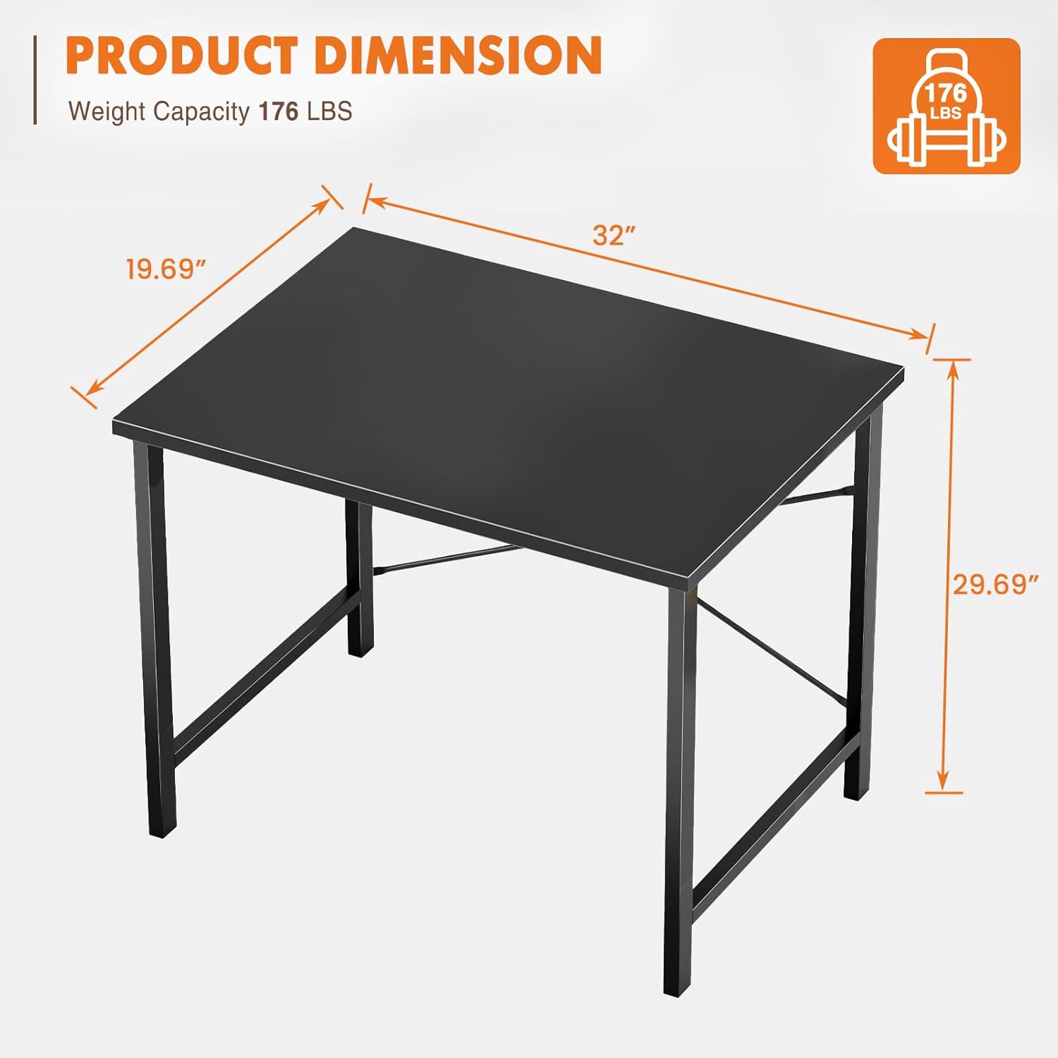 NEWBULIG 31.5 Inch Small Computer Desk - Modern Home Office Writing Table with Sturdy Metal Frame, Scratch-Resistant Wood Top for Study & Work (Black)