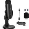 K66 USB Podcast Microphone for PC, Mac & Mobile – Studio-Grade Condenser Mic with Noise Cancellation, Real-Time Monitoring, & Volume Control for Streaming, Gaming, & Recording