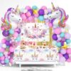 Unicorn Party Decorations Kit - 135-Piece Mega Set with 3D Foil Balloons, Backdrop, Table Cover, Tassel Curtains & Arch Garland Supplies - Magical Pink, Rose Gold, Purple Birthday Theme