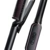 TYMO FLIPRO 2-in-1 Hair Straightener Brush & Flat Iron with 200M Negative Ions – Anti-Scald Ceramic Hot Comb for Frizz Reduction, Dual Voltage Travel Ready, Black