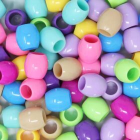 koko 60-Pack X-Large Pony Beads (18x15mm) - Premium Rubber Craft Beads in Spring Mix - Includes Bonus 275-Pack Rubber Bands for DIY Jewelry, Hair Braiding, and Kids Art Projects