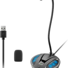CMOCIIY USB Computer Microphone with Mute Button & LED – Plug & Play Gooseneck Desktop Mic for PC, Gaming, Streaming, Podcasting, and Conference Calls (Noise Canceling, Mac/Windows Compatible)