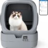 Smart Self-Cleaning Cat Litter Box with App Control, Health Monitoring & Ultra-Quiet Motor - Ideal for Multi-Cat Households (Grey, Assembly Required)