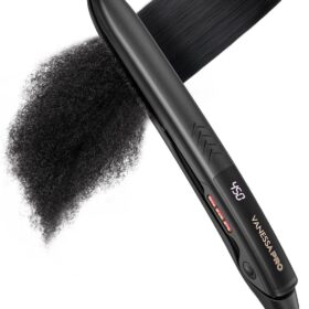 VANESSA PRO 1 Inch Pure Titanium Flat Iron – Professional Hair Straightener for Sleek Styles & Curls with 11 Heat Settings (265°F-450°F)