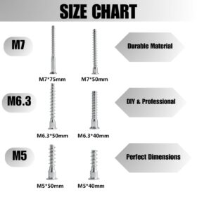 50-Pack M7 x 50mm Confirmat Screws - Hex Socket Drive Countersunk Wood Connecting Bolts for Furniture, Wardrobes & Cabinets