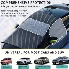 Universal Windshield Snow Cover for Winter - Premium 300D Oxford Fabric Sun Shade with Ice & UV Protection - All-Season Car Cover for SUVs, Trucks, and Vans