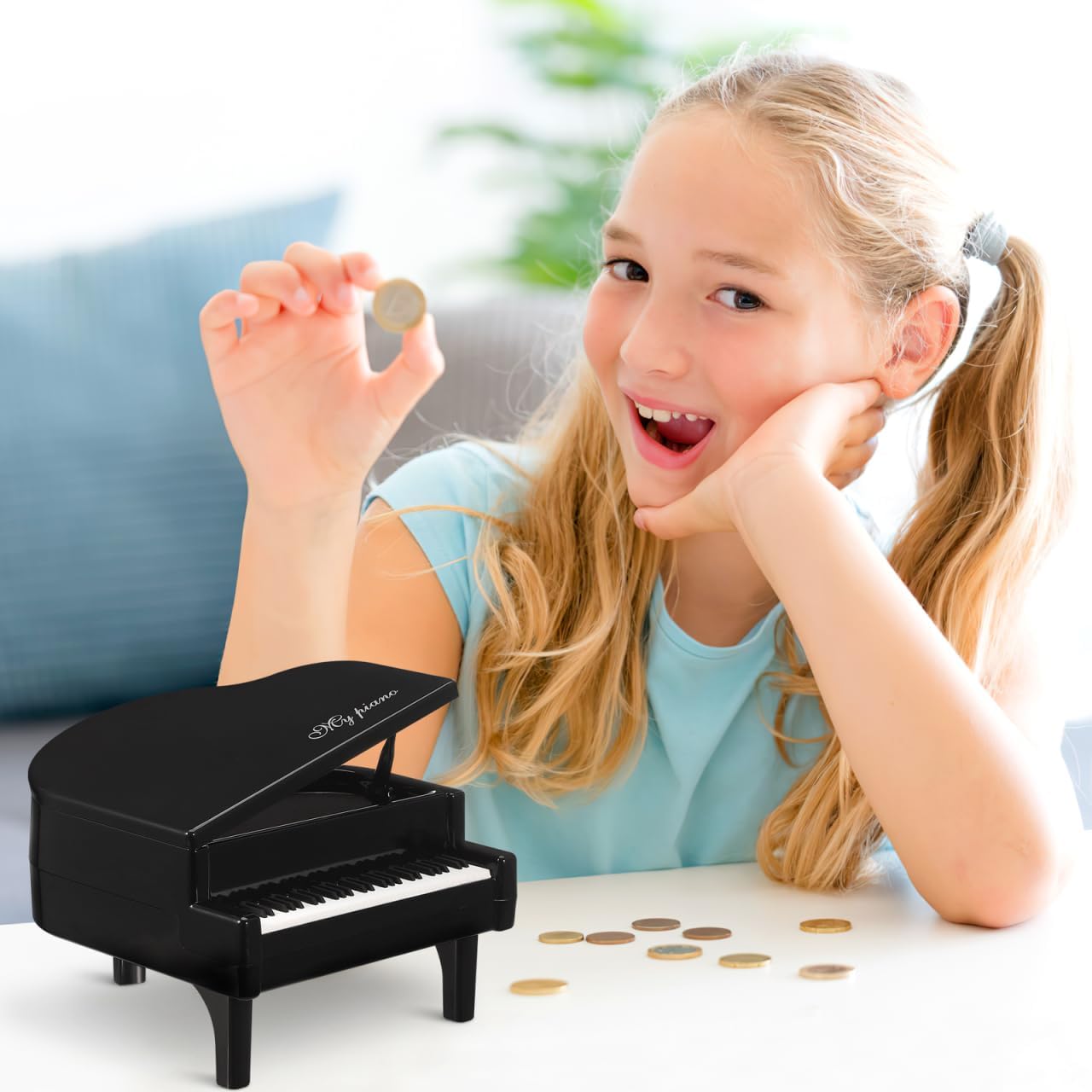 Elegant Grand Piano Piggy Bank – Musical Sculpture & Office Décor Keepsake