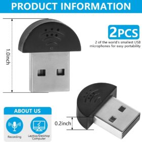 KISEER Mini USB Microphone (2-Pack) – Plug & Play PC Microphone for Laptop and Desktop, Noise Reduction for Skype, Gaming, and Voice Recording