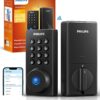 Philips Smart Wi-Fi Deadbolt with Fingerprint Scanner – Keyless Entry Door Lock, Remote Control, Alexa & Google Compatible