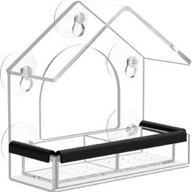 Clear Window Bird Feeder with Heavy-Duty Suction Cups – Strong Acrylic Birdhouse for Wild Bird Watching, Kids, & Cats