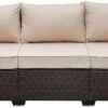 WAROOM Outdoor PE Wicker 3-Person Patio Sofa Set – Deep Seating Brown Rattan Couch with Beige Cushions, Water-Resistant Covers & Weather-Resistant Steel Frame for Garden, Porch & Poolside