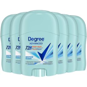 Degree Advanced Antiperspirant Deodorant for Women - Shower Clean Scent, 72-Hour Sweat Protection, Travel-Size 0.5 oz Sticks (6-Pack)