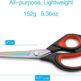 LIVINGO 9.5 Inch Heavy Duty Titanium Scissors – Ultra Sharp Fabric Shears for Sewing, Tailoring, Leather & Crafts with Ergonomic Comfort Grip Handles