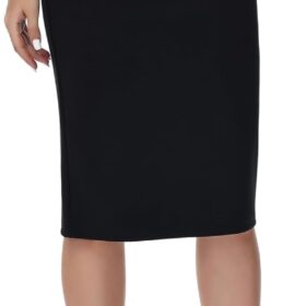 ZTN Women's High Waisted Pencil Skirt - Stretchy Bodycon Office Skirt with Back Slit