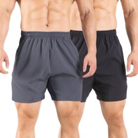 Men's 2-Pack Quick-Dry Running Shorts with Zipper Pockets - 5 inch Inseam Athletic Gym Shorts