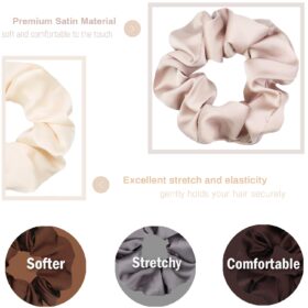 IVARYSS Satin Scrunchies for Women (16 Pack) – Premium Soft Hair Ties, Gentle on Thin & Thick Hair, Neutral Color Elastic Bands