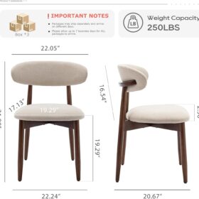 COLAMY Modern Farmhouse Dining Chairs Set of 6 - Upholstered Beige Fabric with Solid Wood Legs & Footrests - Kitchen & Dining Room Side Chairs (250 lb Capacity)