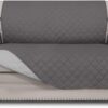 Easy-Going Reversible Loveseat Sofa Cover – Water Resistant Furniture Protector for Pets & Kids – Quilted 2-Cushion Couch Slipcover with Non-Slip Foam Straps (Gray/Light Gray)