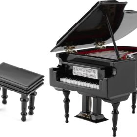 Pwshymi Exquisite Miniature Grand Piano – Wooden Dollhouse Model, Elegant Desk Décor & Musical Cake Topper