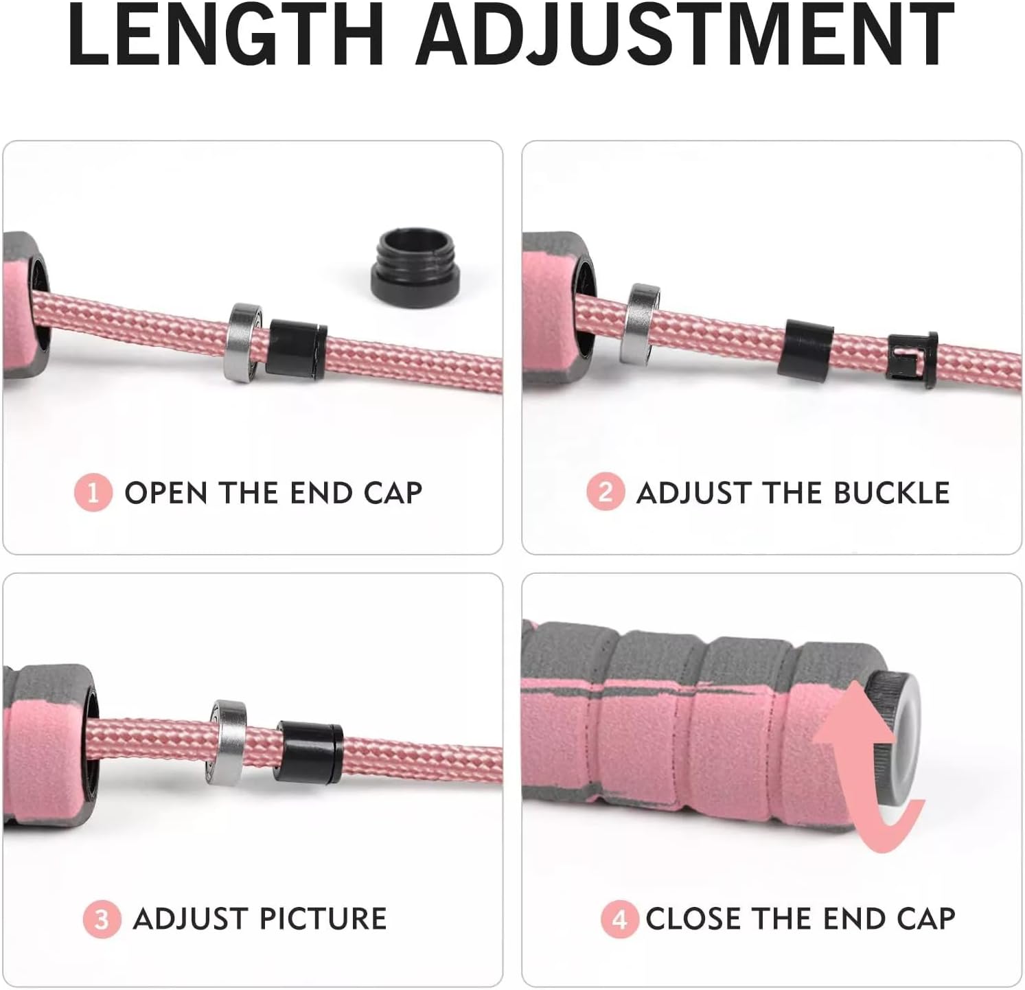 FITMYFAVO Adjustable Cotton Weighted Jump Rope for Fitness – Non-Slip Foam Handle, Durable 9ft Cardio Skipping Rope for Women, Men & Kids (Pink)