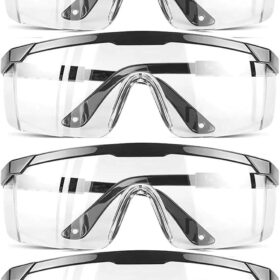 HPYNPES 4-Pack Safety Glasses – Clear Anti-Fog Over-Spec Goggles, UV Resistant Industrial Eye Protection