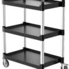 VEVOR Heavy-Duty 3-Tier Rolling Utility Cart with Wheels – 300 lbs Capacity Commercial Service Cart for Kitchen, Office & Garage