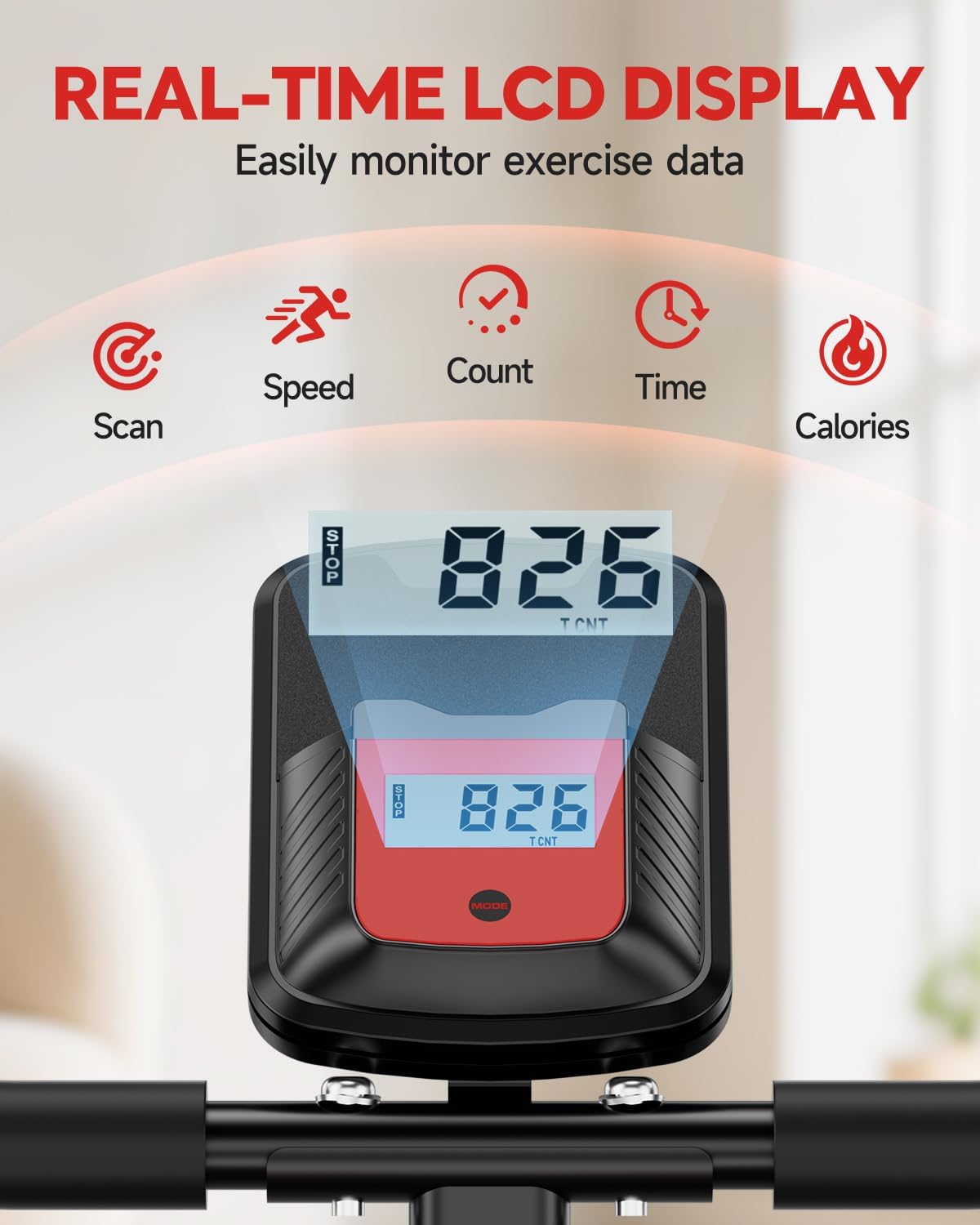 Compact Foldable Stair Stepper with Resistance Bands – Ultra-Quiet Home Cardio Machine with LCD Monitor, Non-Slip Pedals, and 3 Adjustable Height Levels