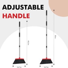 Heavy Duty 55-Inch Industrial Broom with 5-Row Bristles & Reinforced Stainless Steel Handle - Professional Indoor & Outdoor Wide Angle Sweeper for Concrete, Patio, Garage, and Home