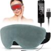 KOVNLO Heated Eye Mask for Dry Eyes - USB Electric Warm Compress with Flaxseed, 3 Temperature Settings, Washable & Adjustable for Blepharitis, Stye, MGD Relief
